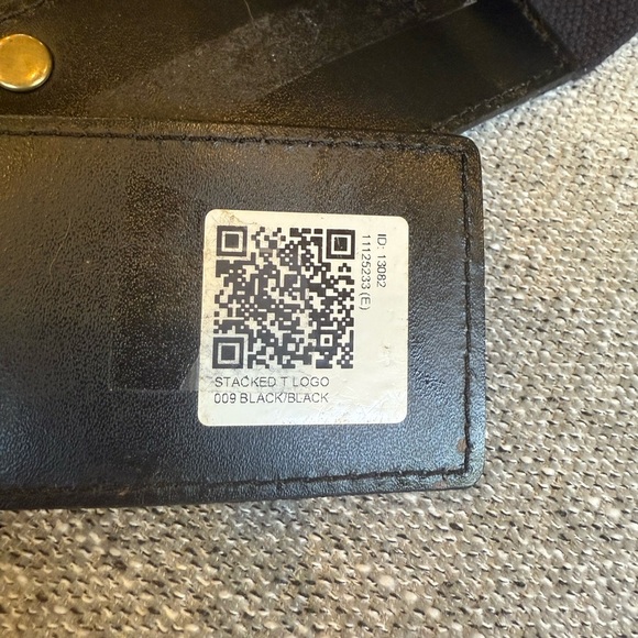 NWT Tory Burch Black Leather Square Stacked T Logo Stretch Belt Size S/M $295 - Picture 4 of 6